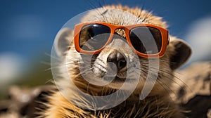 Chillin' Sentry: The Coolest Meerkat in Sunglasses