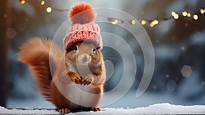 Chillin\' Squirrel: Winter Wardrobe on Point. Ai generated
