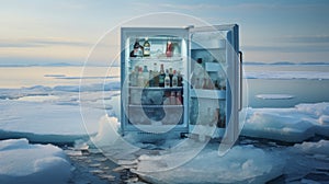 Chilling Delights: Fully Stocked Arctic Fridge, a Polar Culinary Oasis