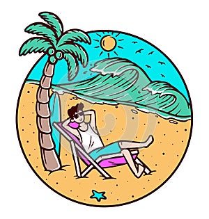 Chilling out on the beach vector illustration