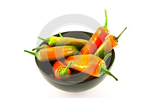 Chillis in a Black Bowl