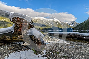 Chilliwack Lake with the reflecting Mount Redoubt Skagit Range