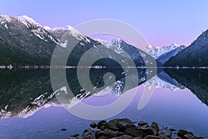 Chilliwack Lake with the reflecting Mount Redoubt Skagit Range