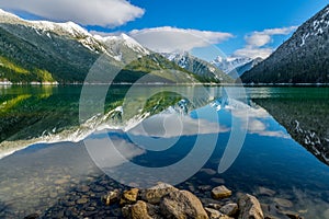 Chilliwack Lake with the reflecting Mount Redoubt Skagit Range photo