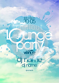 Chillout lounge party poster with sky backdrop. photo