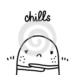 Chills hand drawn illustration with cute marshmallow with rotavirus symptoms photo