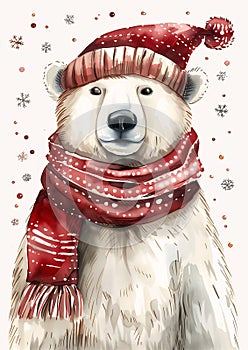 Chilly Chic: A Playful Polar Bear Portrait with a Cozy Winter Tw