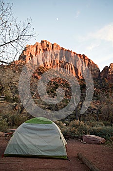 Chilly Early Winter Morning View in Zion National Park, Utah, USA