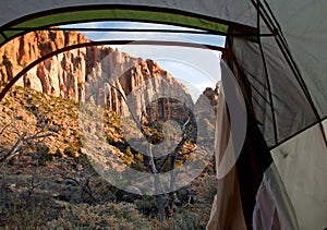 Chilly Early Winter Morning View in Zion National Park, Utah, USA