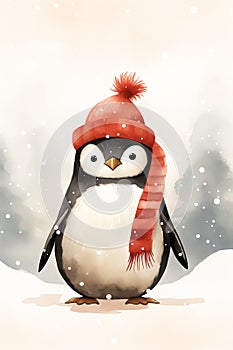 Chilly Penguin\'s Cozy Winter Greetings: A Stylish Combination of