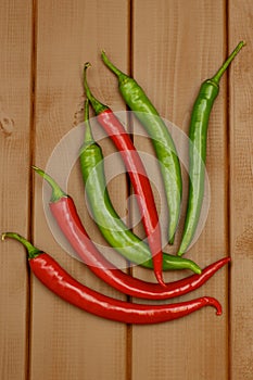 Chilly pepper on wood background