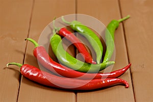 Chilly pepper on wood background