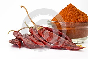 Chilly powder with red chilly, dried chilies