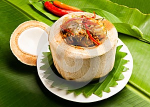 Chilly spicy thai food in coconut,  Hor Mok