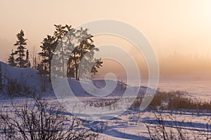 Chilly Winter Sunrise at Frame Lake, Yellowknife