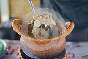 Chim chum hot pot with hot smoke