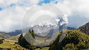 Chimborazo, a currently inactive stratovolcano in the Cordillera of the Ecuadorian Andes