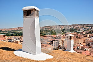 Chimeneas tradicionales de las casas cueva de la comarca de Guadix photo