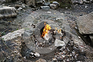 Chimera, the burning rock yanartas, Cirali, Antalya, Turkey