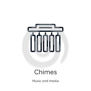 Chimes icon. Thin linear chimes outline icon isolated on white background from music collection. Line vector sign, symbol for web