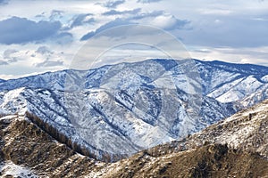 Chimgan mountains in Uzbekistan in spring day