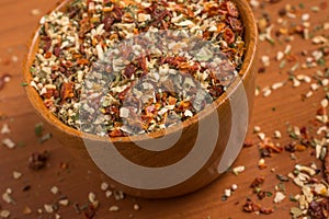 Chimichurri Herbs into a bowl photo