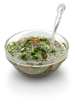 Chimichurri, traditional Argentine condiment photo