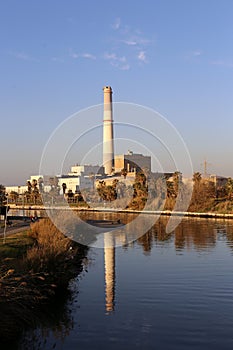 Chimney against blue sky