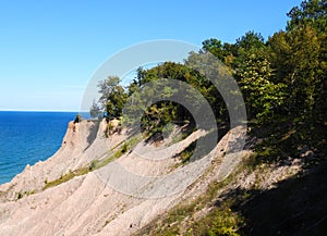 Chimney Bluff tree lined cliff shoreline on Lake Ontario