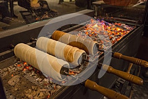 Chimney Cake at a Christmas Market in Budapest, Hungary