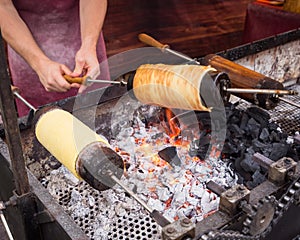 Chimney cakes typical sweet of Budapest