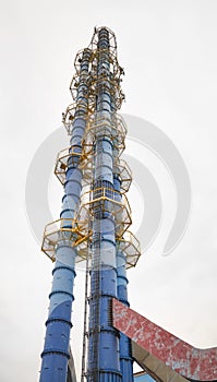 The chimney of a coal fired power plant supplying the district heating network