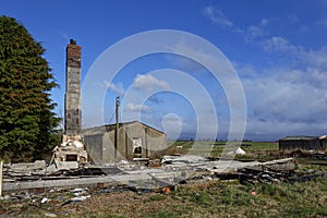 A chimney of a demolished house at Stracathro Wartime Airfield