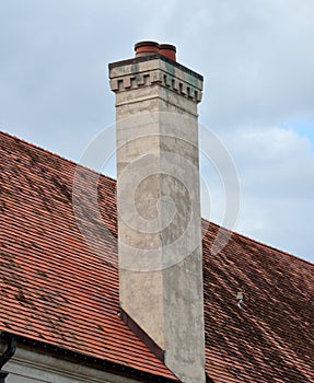 Chimney with Dentil Trim and Caps