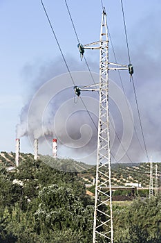 Chimney expelling pollutant gases to the air