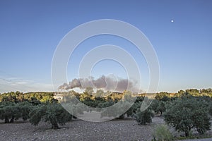 Chimney expelling pollutant gases to the air