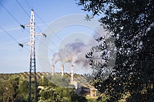 Chimney expelling pollutant gases to the air, Spain