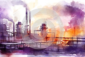 Chimney factory pollution plant refinery smoke industrial ecology energy technology chemistry production