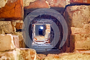 A chimney in an old brick house of the 18th century