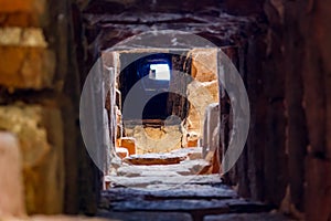 A chimney in an old brick house of the 18th century