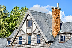 Chimney of Old Building Being Supported photo