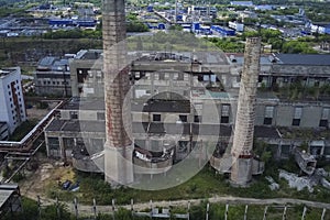 The chimney of old city heating boiler house