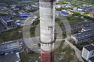 The chimney of old city heating boiler house