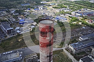 The chimney of old city heating boiler house