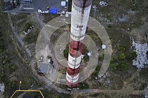 The chimney of old city heating boiler house