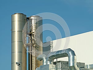 Chimney and pipes of ventilation in plant