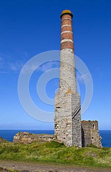 Chimney Remains at Levant Tin Mine in Cornwall photo