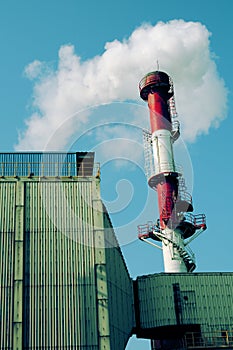 Chimney and smoke, factory, design architecture, vertical