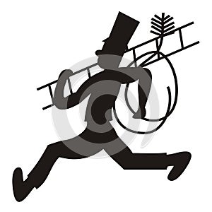 Chimney sweep, person with ladder and brush, vector illustration photo