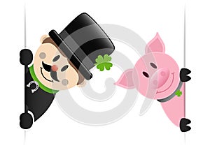 Chimney Sweep Mustache And Pig Inside Banner